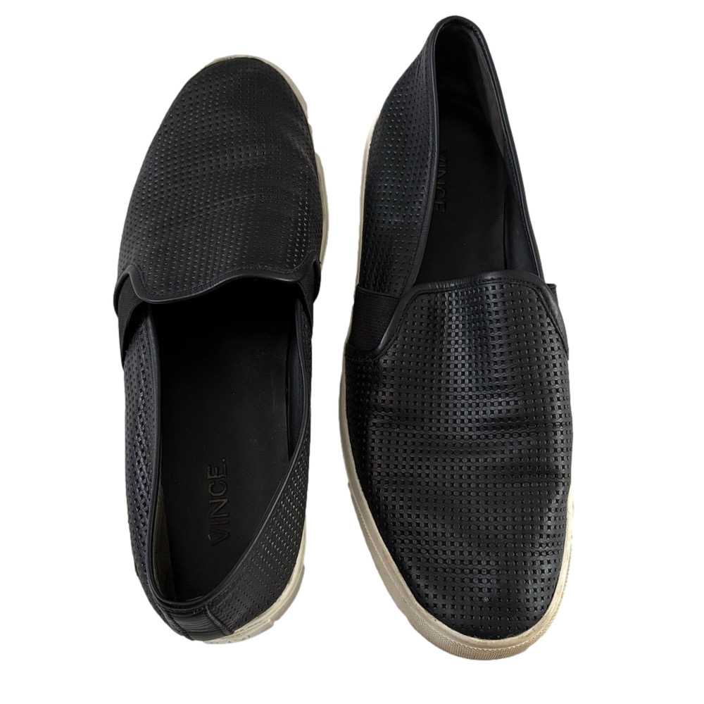 Vince Perforated Black Slip-On Loafers Size 8.5